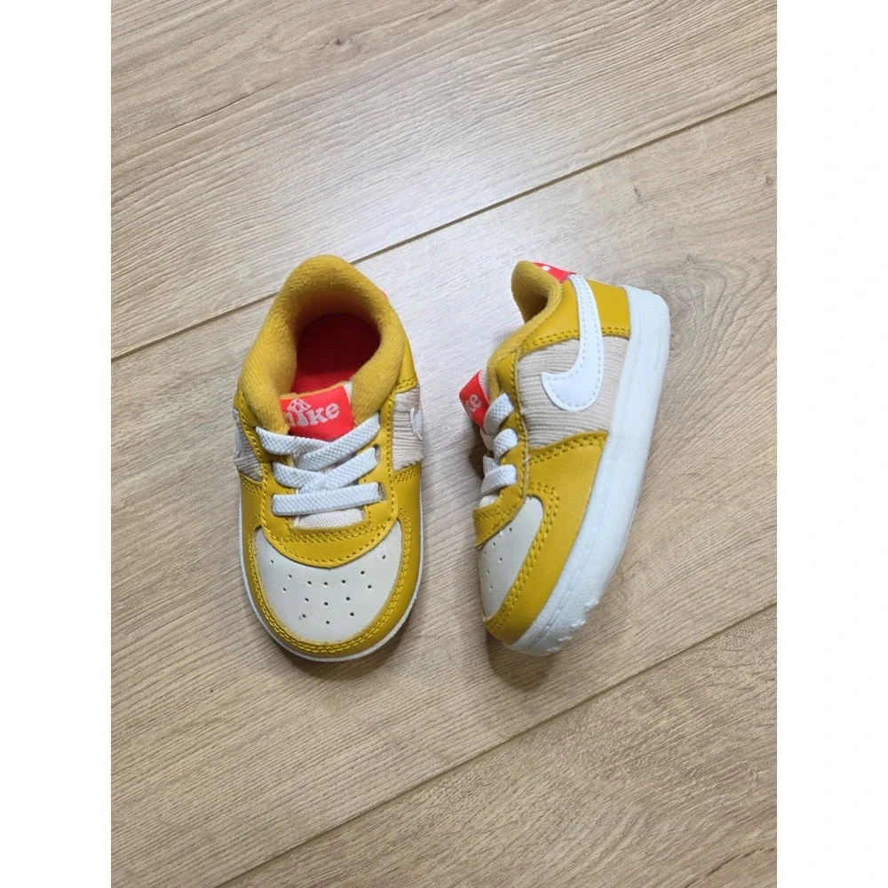 Nike Air Force 1 Crib Baby Shoes Sneakers Size 4C Yellow Ochre Mushroom